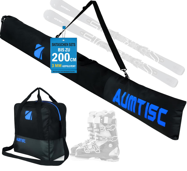 AUMTISC Skitasche und Skischuhtasche Combo - Skitaschen für Flugreisen - gepolsterte Schneeskitasche