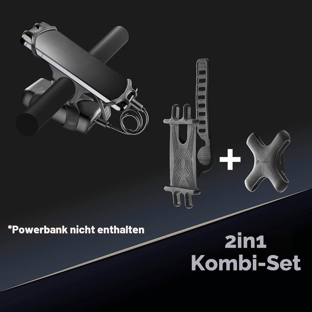 cellularline | Rider Power Bank | Halterung mit integriertem Band zum Befestigen der Powerbank am Le