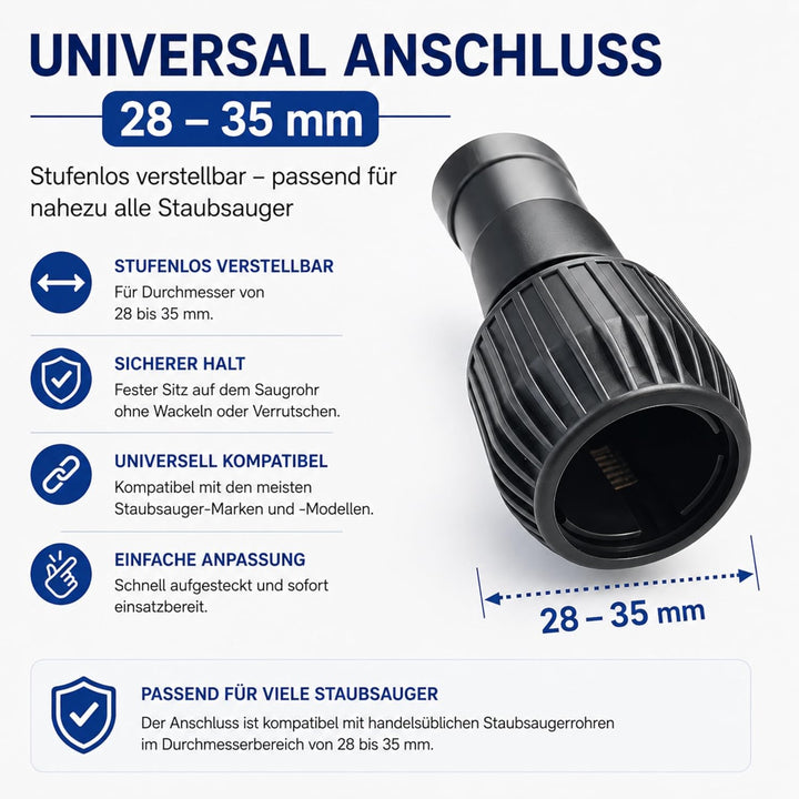 DeClean Universal Wassersaugdüse für Staubsauger – 36 cm, Gummilippen & Nylonhaar, Flexibles Gelenk,