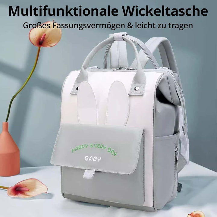 Wickeltasche Rucksack, Multifunktionaler Windelrucksack mit Kinderwagen-Clips, Geräumiger Wickelruck