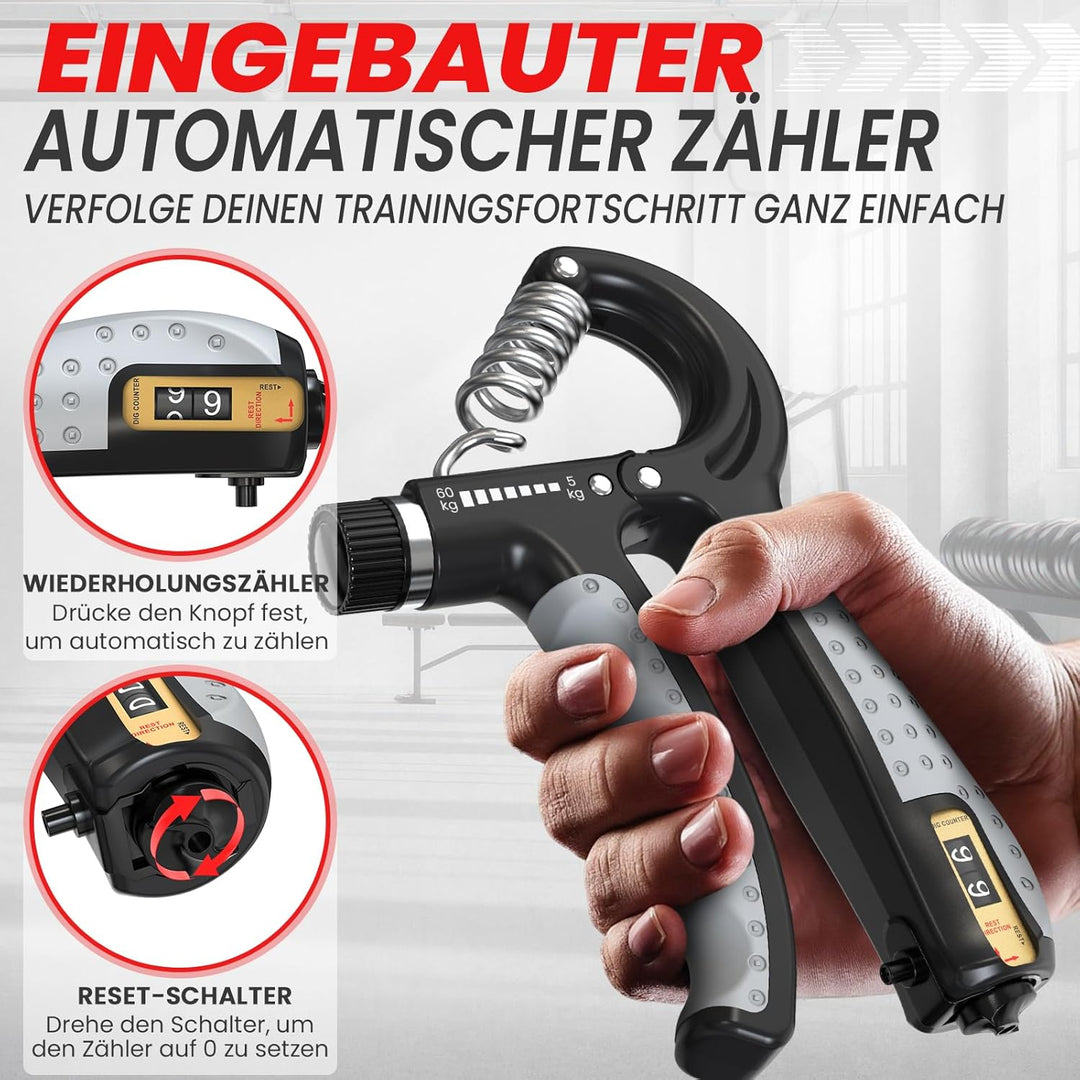 FUNFLEX Handtrainer Fingertrainer, Griffkraft Trainer 2er Set, 5-60kg Einstellbarer Widerstand Unter