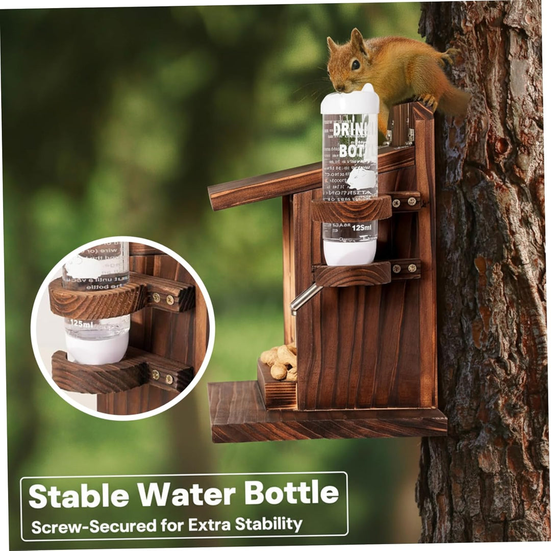 Eichhörnchen-Futterspender für draussen am Baum, Holz-Eichhörnchen-Picknick-Tisch-Futterspender für