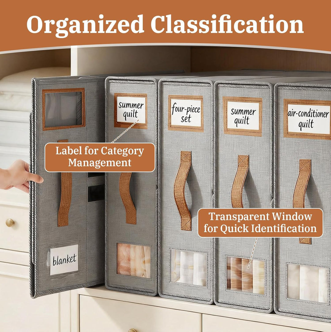 8 Stück Bettwäsche Organizer, Kleiderschrank Organizer mit Griff, Bettlaken Halterung für Bettwäsche