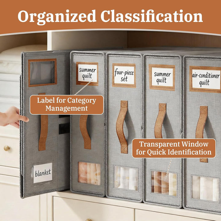 8 Stück Bettwäsche Organizer, Kleiderschrank Organizer mit Griff, Bettlaken Halterung für Bettwäsche