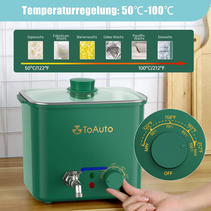 TOAUTO 4Qts Green Wax Melter für Kerzenherstellung - Elektrische Kerze Wachs Schmelzen Topf mit Quic