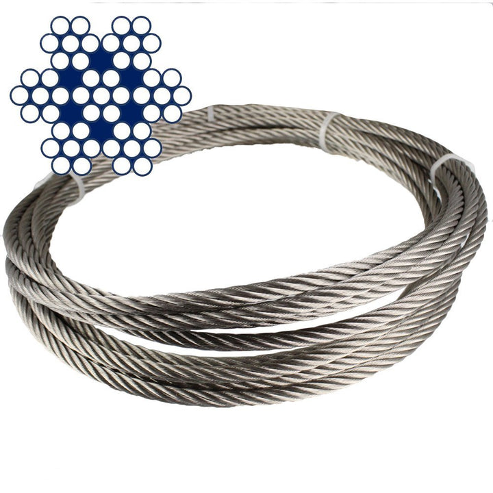 20 Meter Edelstahl - Drahtseil 7x7 mittelweich D= 6 mm - Edelstahl A4 Edelstahlseil Stahlseil I BOOT