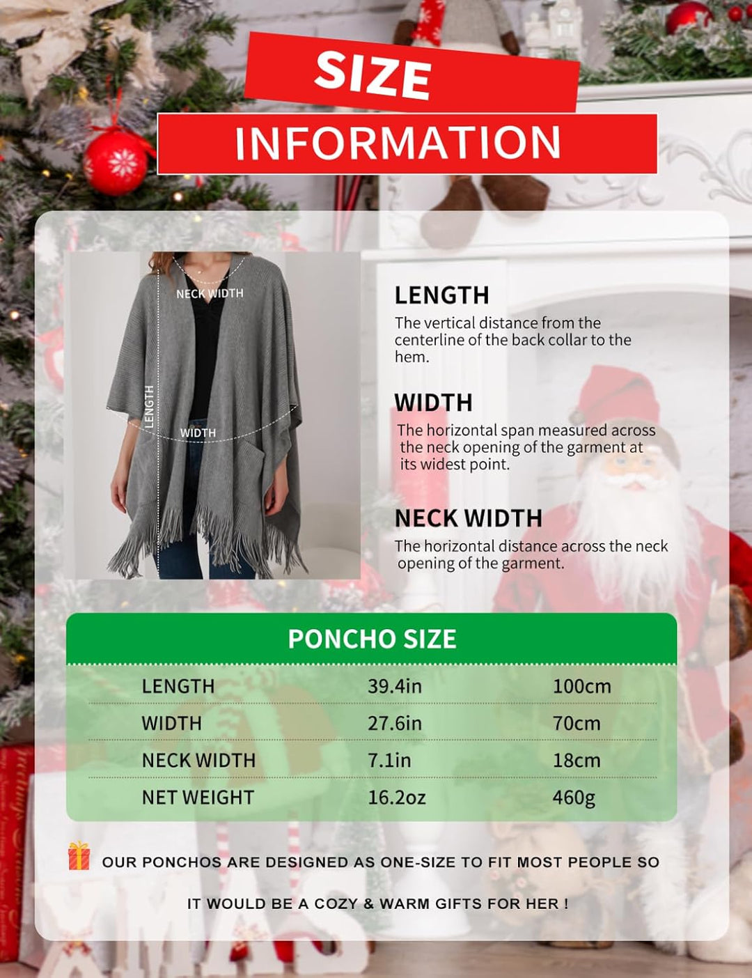 Ferand Damen Poncho Locker sitzender Cape Schal mit offener Vorderseite für Herbst und Winter Dunkel