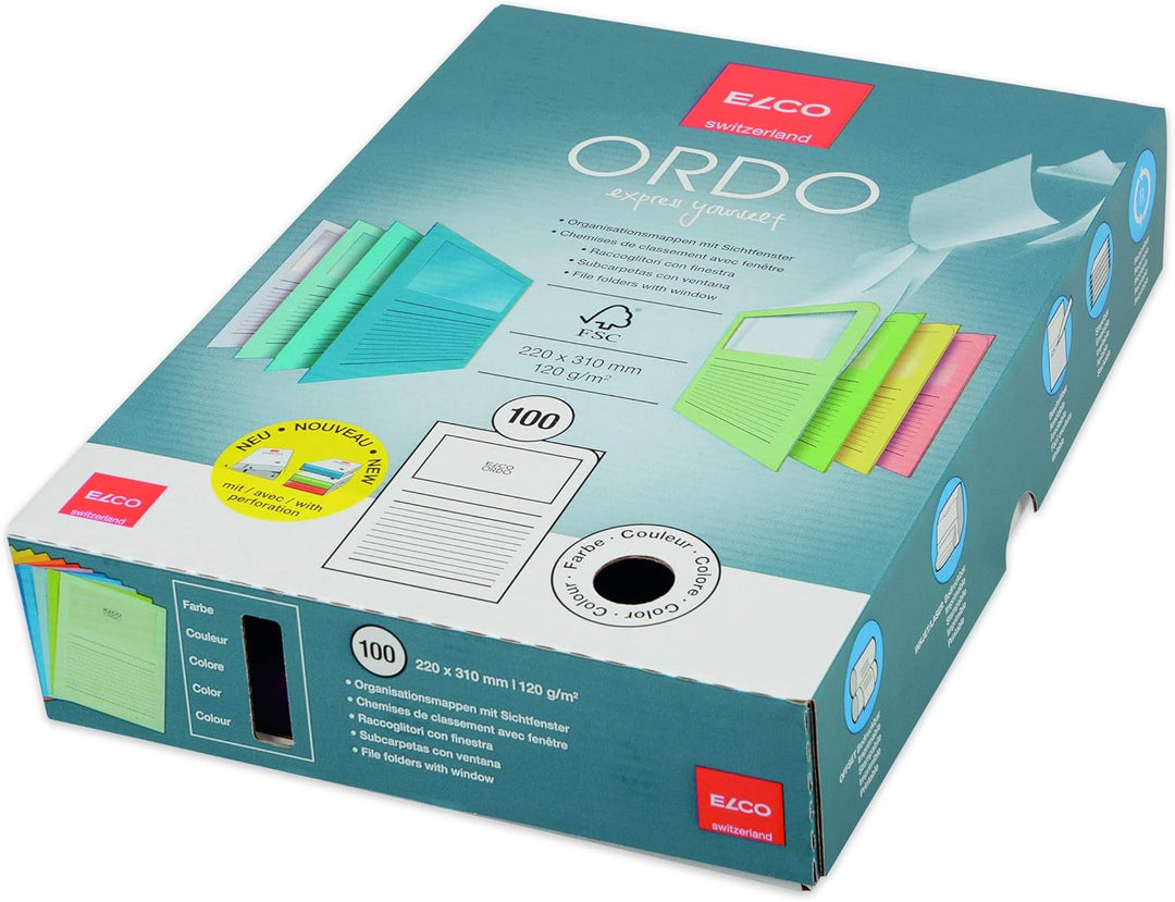 Elco Ordo Classico Papier-Organisationsmappen 220 x 310 mm 120 g/m² mit Aufdruck und Sichtfenster 18