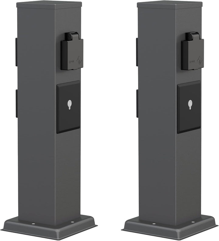 ledscom.de Garten Steckdosensäule Polly für aussen, IP44, Smart Home, WLAN, Alexa, 3-Fach, anthrazit