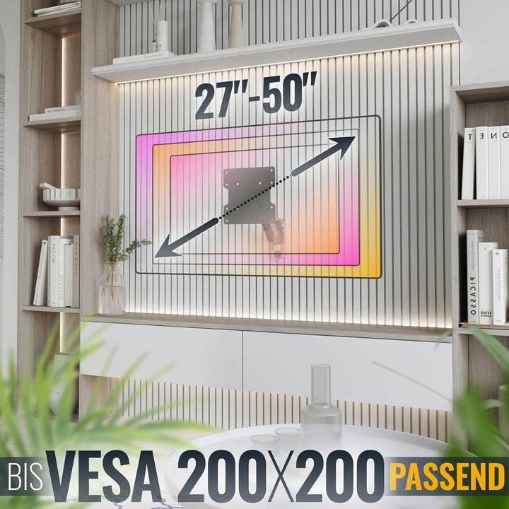RICOO TV Wandhalterung Fernseher Schwenkbar Gasdruckfeder für 27-50 Zoll, TV Halterung S2622, Fernse