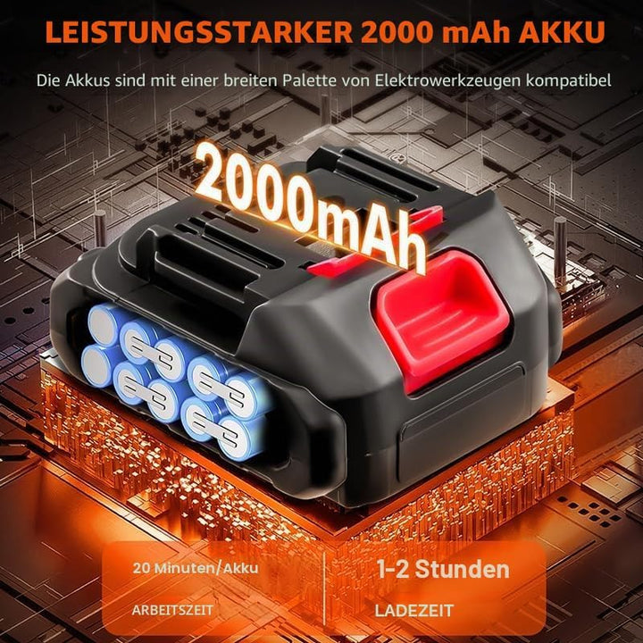 Akku‑Hochdruckreiniger 1500W, 21V mobiler Druckreiniger kabellos, 60 Bar, inkl. 2 Düsen, 2000mAh Akk