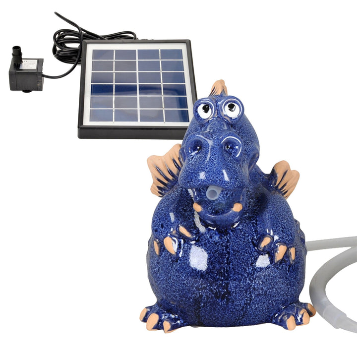 Storm's Gartenzaubereien Wasserspeier Drache - Teichfigur mit Solarpumpe 14,5cm aus Keramik als Teic