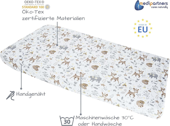 Medi Partners 3er-Set Spannbettlaken Spannbetttuch 60x120cm 100% Baumwolle Baby Bettwäsche Babymatra