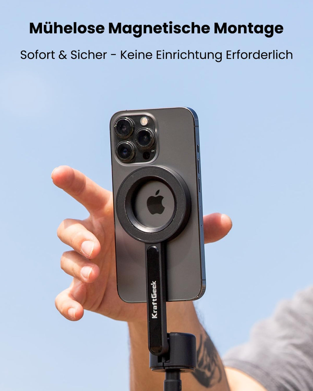 KraftGeek Magnetisches Handy Stativ Selfie Stick mit MagSafe, Smartphone Stativ bis 163 cm, Selfiest
