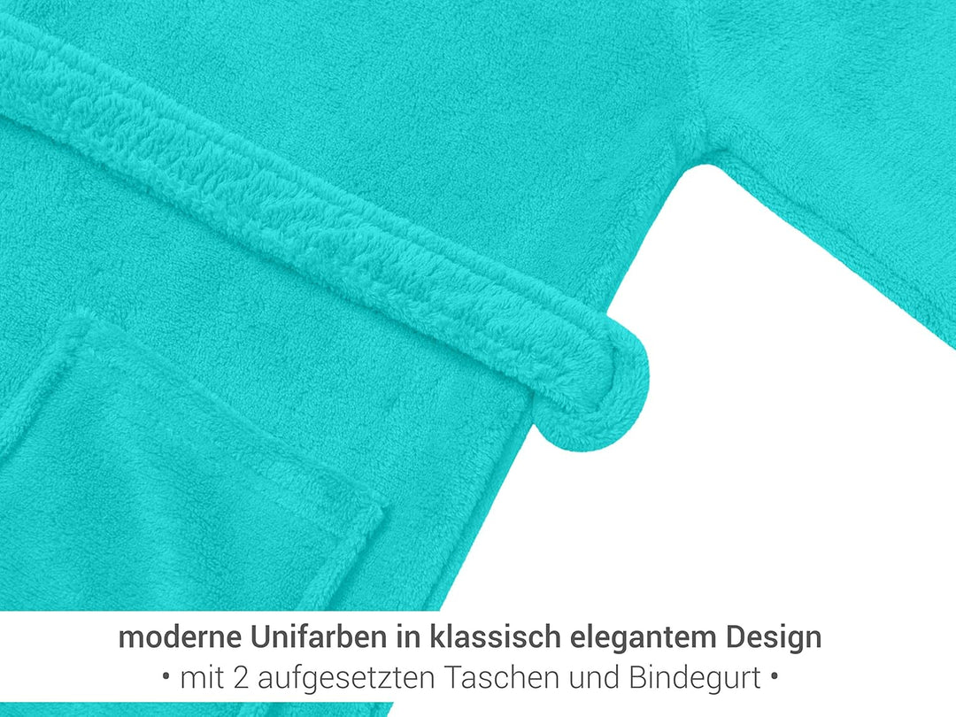 Kinder Bademantel - Kuschelfleece für Jungen u Mädchen 1522.2202, 3-5 Jahre, beere 9-11 Jahre Türkis