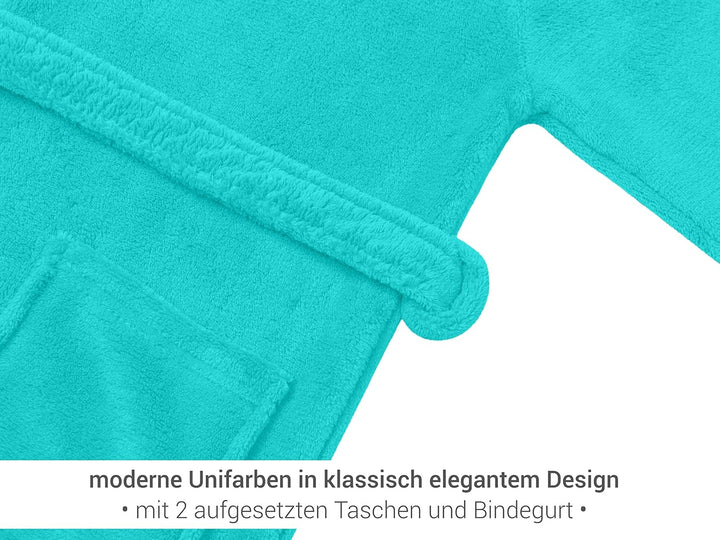 Kinder Bademantel - Kuschelfleece für Jungen u Mädchen 1522.2202, 3-5 Jahre, beere 9-11 Jahre Türkis