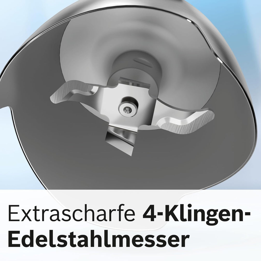 Bosch Stabmixer ErgoMaster Serie 4, einhändig bedienbar, 4 Edelstahl-Klingen, verschleissfreie Keram