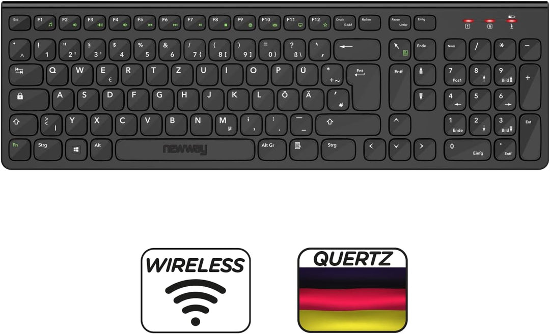NEWWAY - RF02 Wireless 2,4 GHz Tastatur Maus Pack mit Matte - 105 Tasten 13 Multimedia-Tastenkombina
