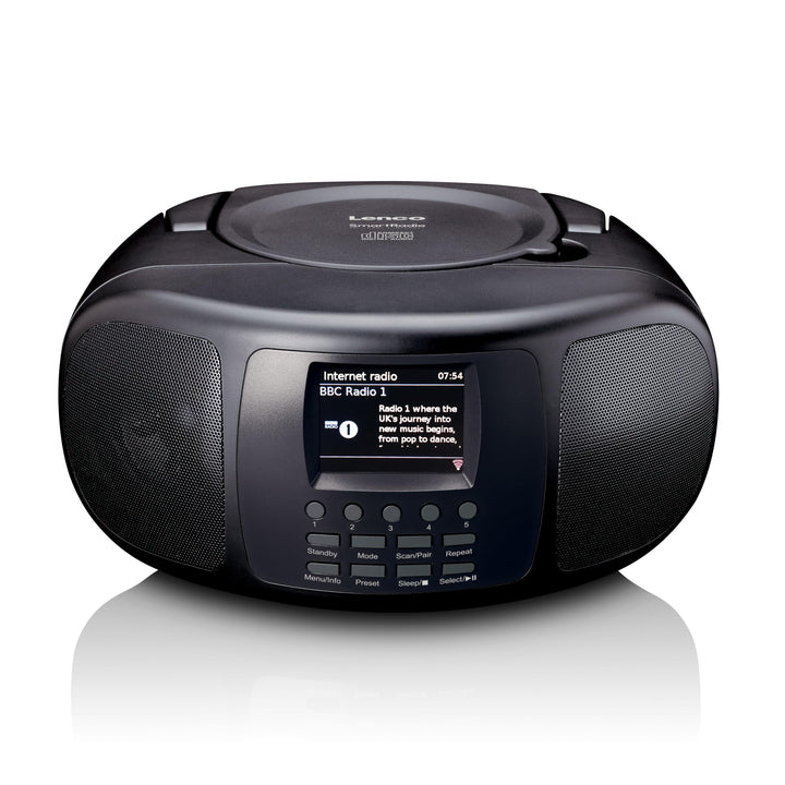 Lenco SCD-6000BK Tragbares Internetradio mit DAB+/FM, Bluetooth, CD-Player und 2,4-Zoll TFT-LCD-Farb