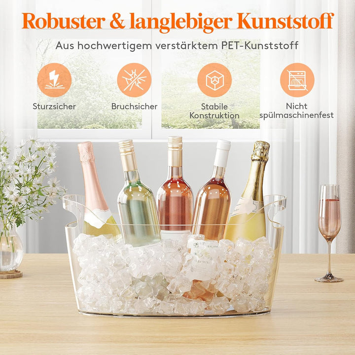 Lifewit 6,5L Flaschenkühler mit Eisschaufel, Kunststoff Sektkühler Schale (38 × 18 × 20cm), Grosser