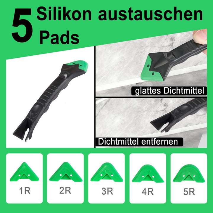 Abdichtungswerkzeug Set - Fugenentferner mit Silikondichtstoff Finishing Kit, Fugenschaber, 5 austau
