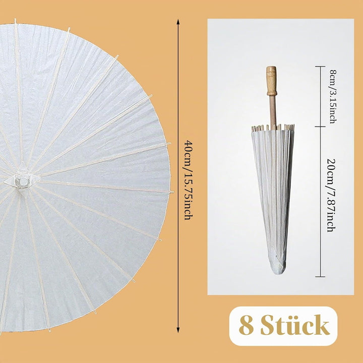 8 Stück Papierschirme für Hochzeiten, klassischer chinesischer Stil, 40, 6 cm, weisser Papierschirm,