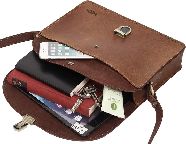 Gusti Handtasche Leder - Zoey Damen Umhängetasche Ledertasche Leder Braun, Braun