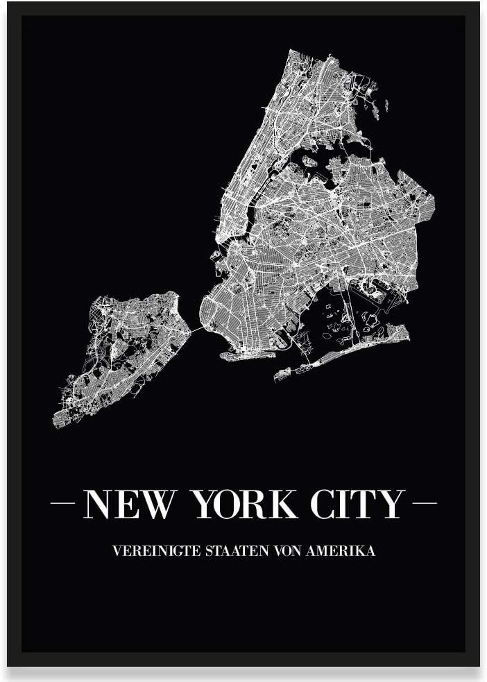 JUNIWORDS Stadtposter, New York City, Wähle eine Grösse, 30 x 40 cm, Poster mit Rahmen, Schrift A, S