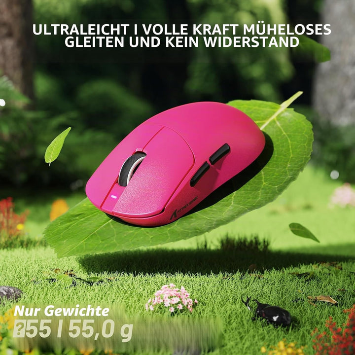 ATTACK SHARK X8SE Kabellose Gaming-Maus, 55g Ultraleicht, PAW3311 Sensor, BK52820 Chip, 25.000 DPI,
