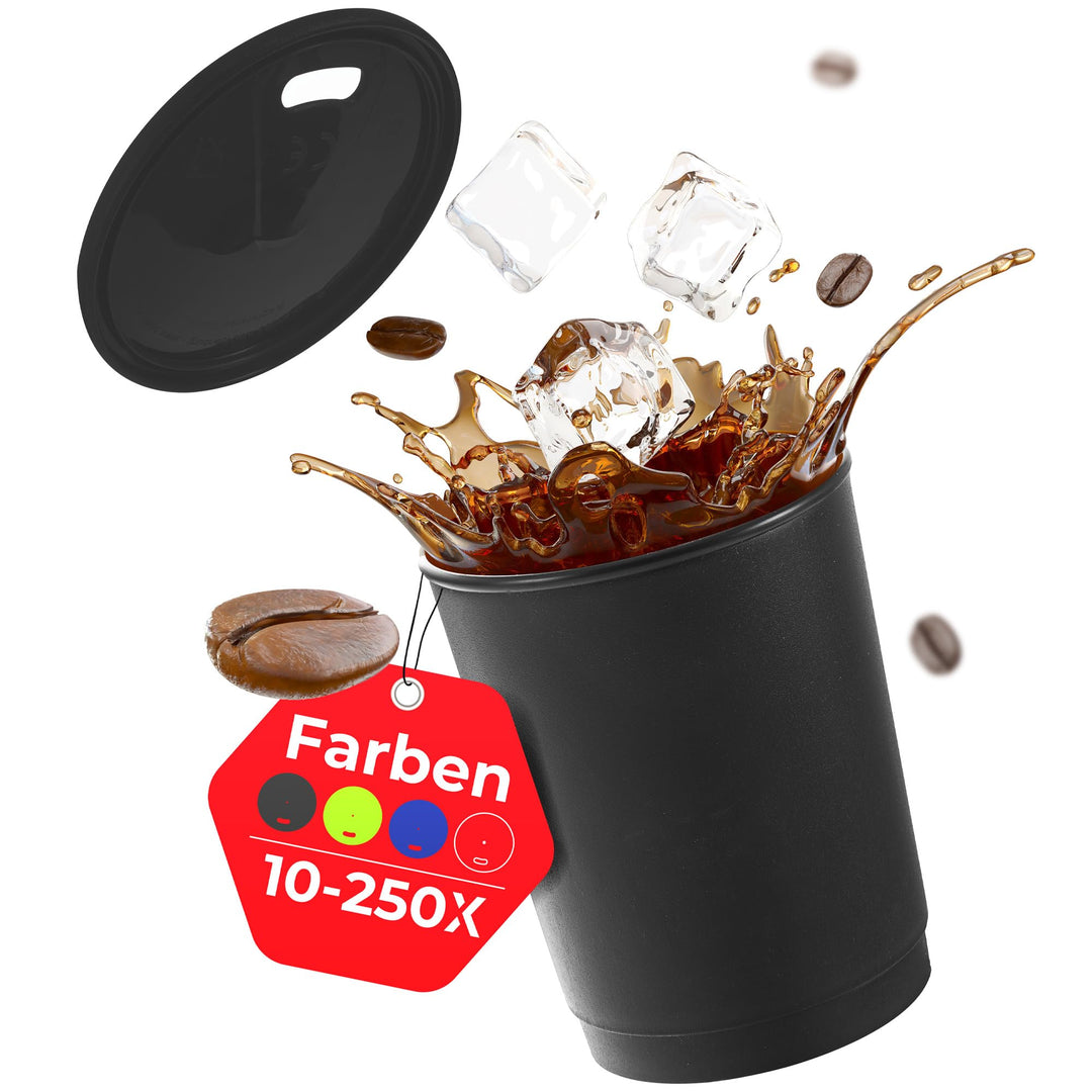 achilles Kaffeebecher mit Deckel, Kunststoffbecher, Mehrwegbecher, Trinkbecher, LFGB geprüft, spülma