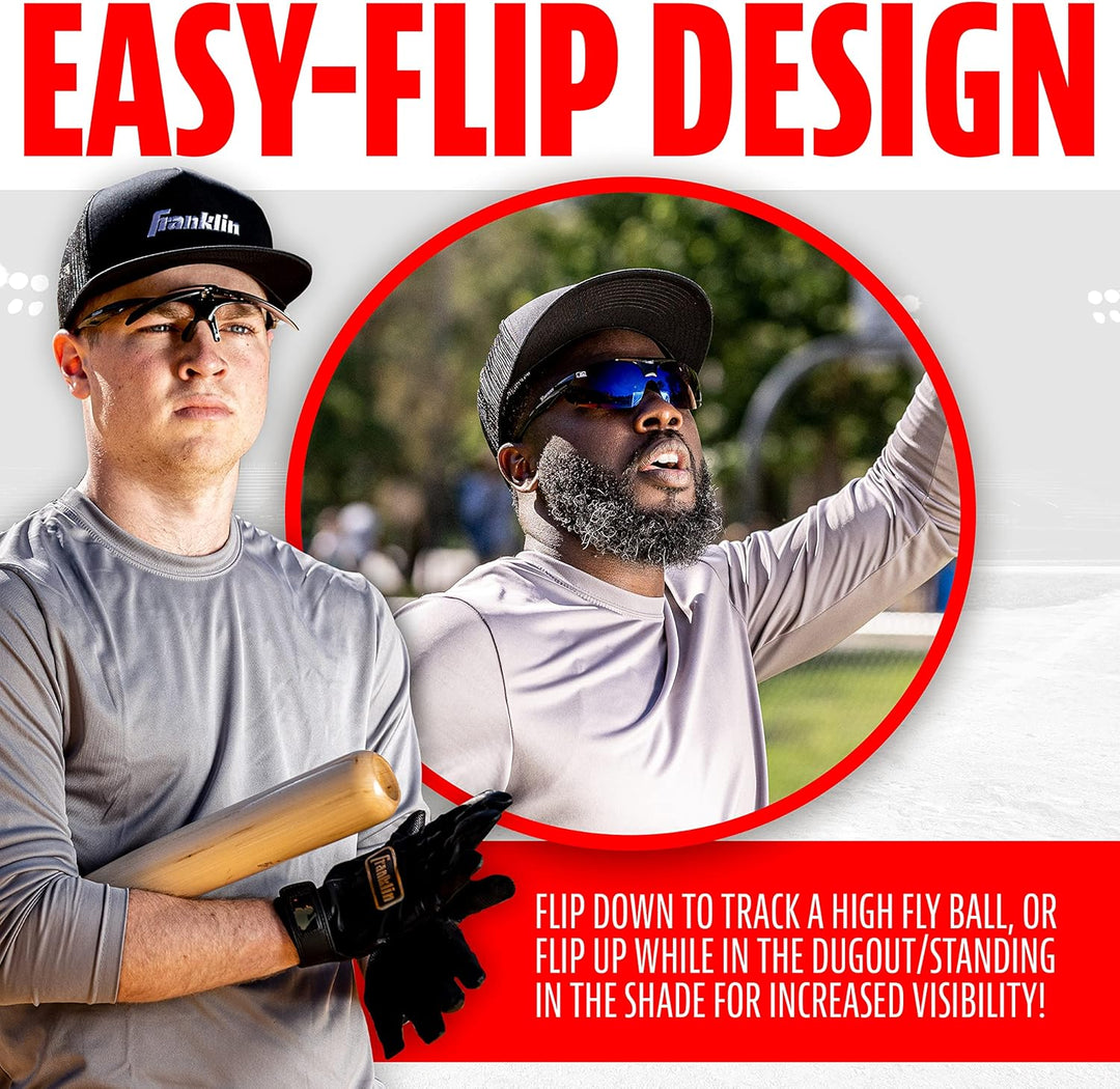 Franklin Sports MLB - Flip Up Baseball + Softball Sonnenbrille für Kinder + Erwachsene - Leichte Spo