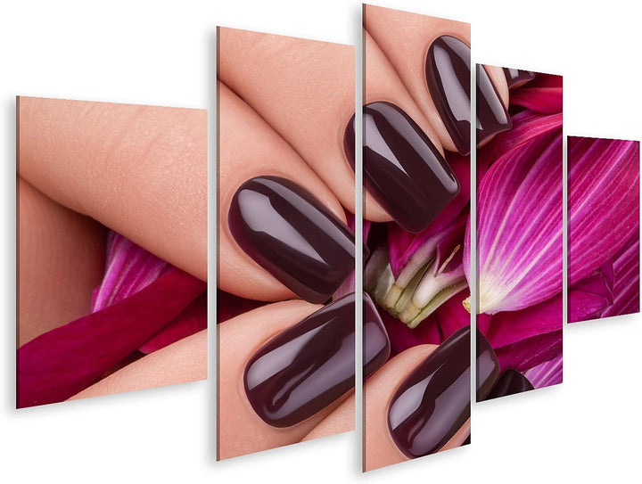 islandburner Bild auf Leinwand Schöne Nägel Und Blume Nagelstudio Beauty Bilder Wandbilder Poster Le