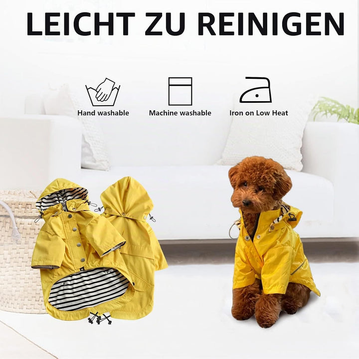 MOREZI Hunderegenmantel, mit Reissverschluss und reflektierenden Knöpfen, Regen-/wasserdicht, Verste