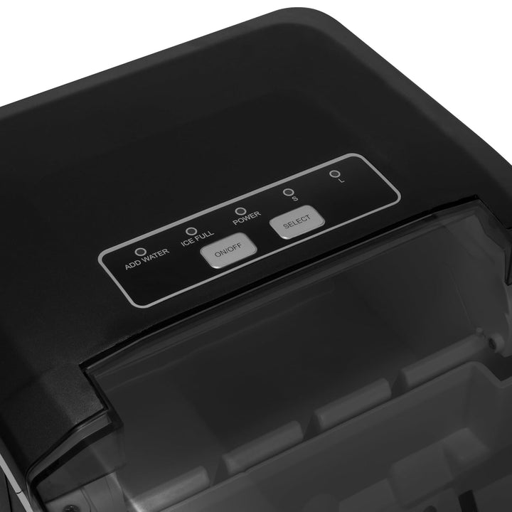 Eiswürfelmaschine Schwarz 12 kg / 24 h – Selbstreinigender Ice Maker mit 2 Grössen grosse Eiswürfel,