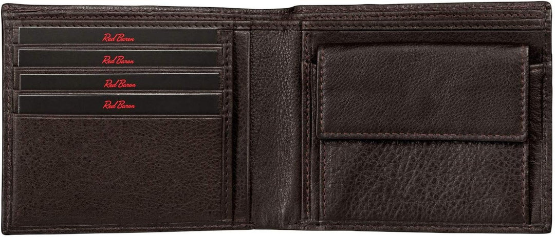 Red Baron Braune Herren Geldbörse aus Leder Querformat RB-WT-004-08
