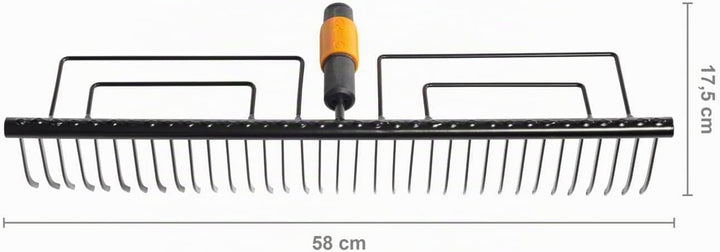 Fiskars Rasenrechen mit 35 Zinken, Werkzeugkopf, Breite: 57 cm, Gehärtete Stahlzinken, Schwarz, Quik