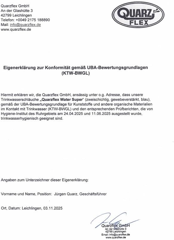 Trinkwasserschlauch 13 mm (1/2") 25m Rolle, komplett montiert mit GEKA Plus Trinkwasser Kupplungen