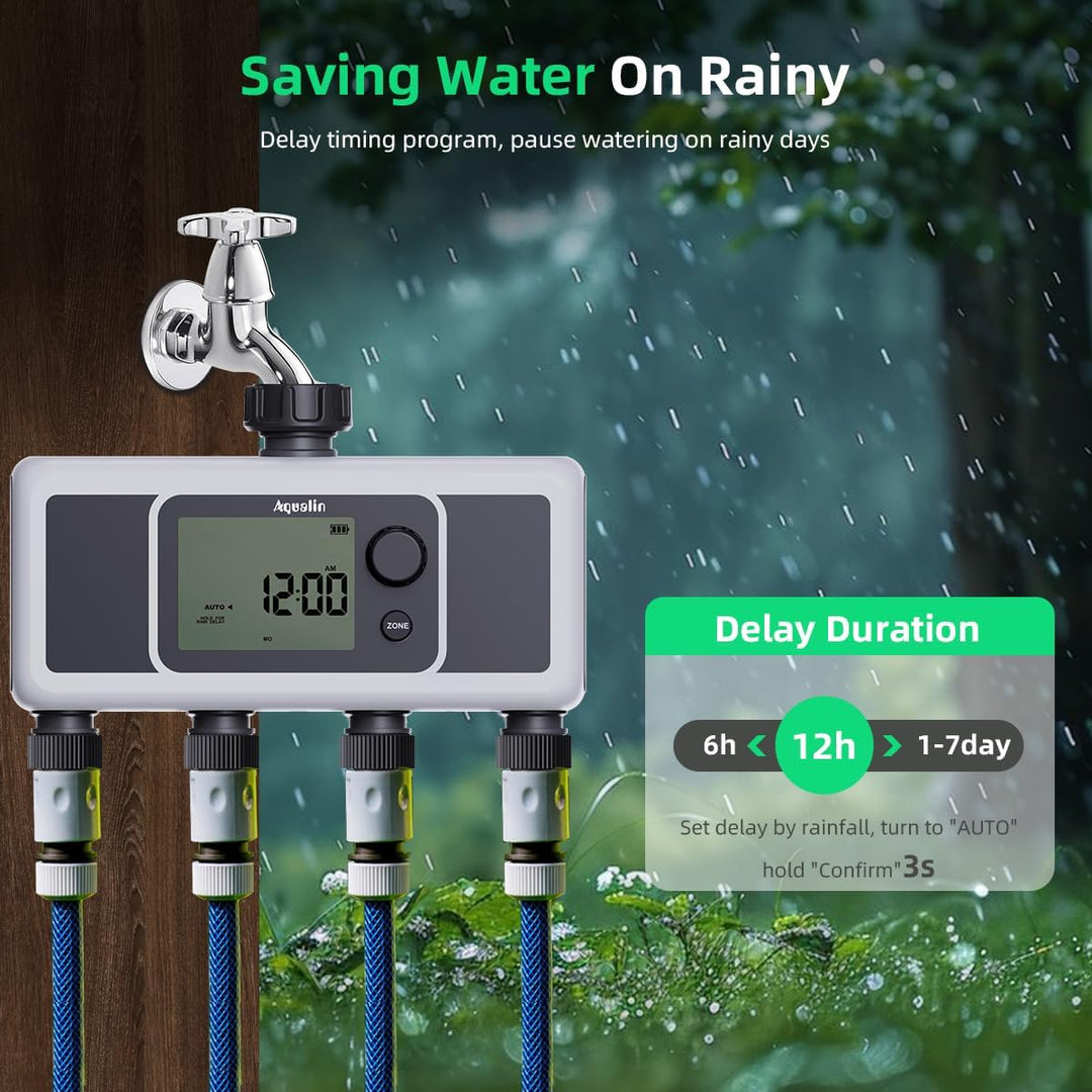 4-Auslass-Wasser-Timer, automatischer Bewässerungsschlauch-Sprinkler-Timer, 4-Zonen-programmierbare