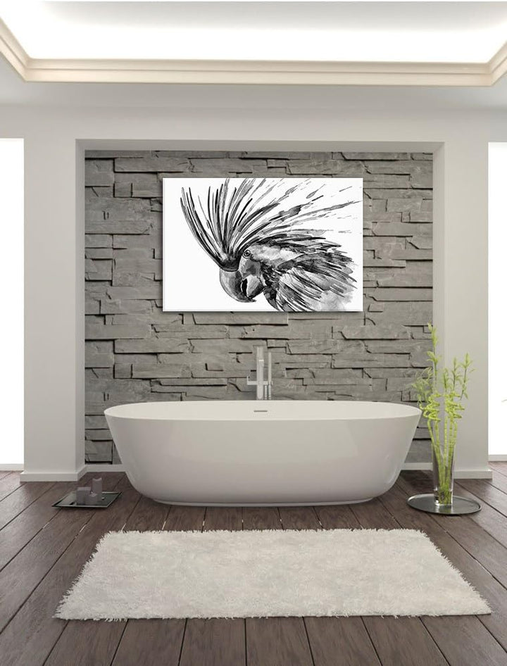 Pixxprint Exotischer Vogel Kunst / 100x70cm Leinwandbild bespannt auf Holzrahmen/Wandbild Kunstdruck