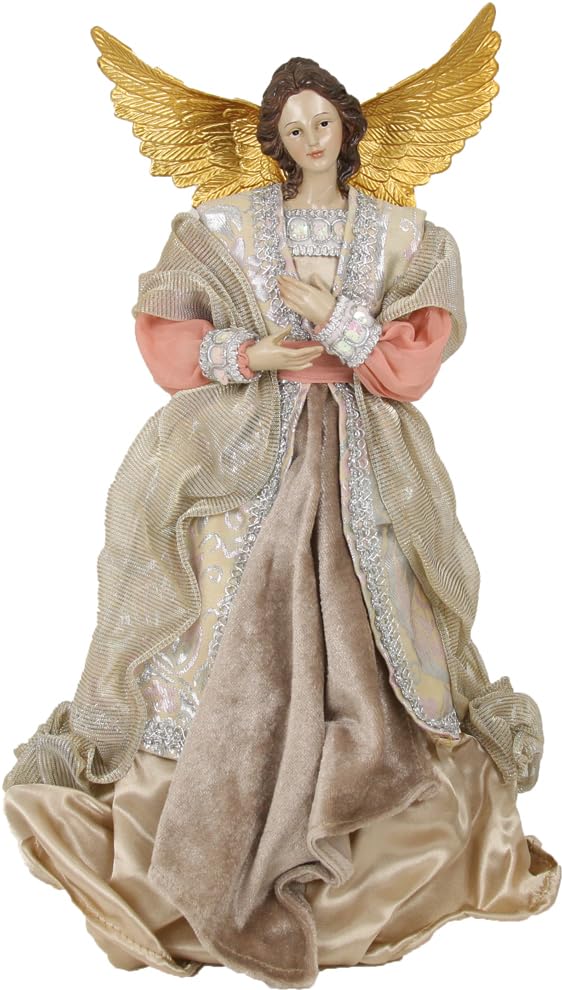 FADEDA Engel mit Stoffkleid, Rose/Höhe:28 cm/handbemalt/detailgetreue Krippen Figuren - Weihnachten