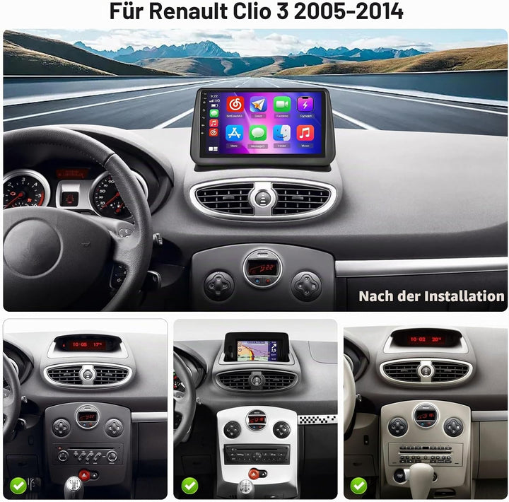 Hikity 2+64GB Android 15 Autoradio für Renault Clio 3th 2006-2012 Radio Wireless Carplay Android Aut