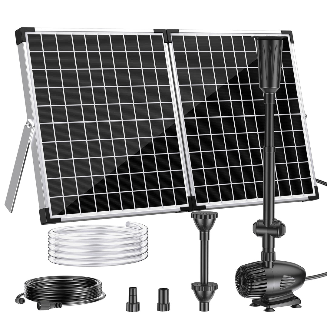 Biling 50W Solarbrunnen für Draussen mit 3 Düsen, 2100L/H Solar Springbrunnen für Aussen Grosse Gart