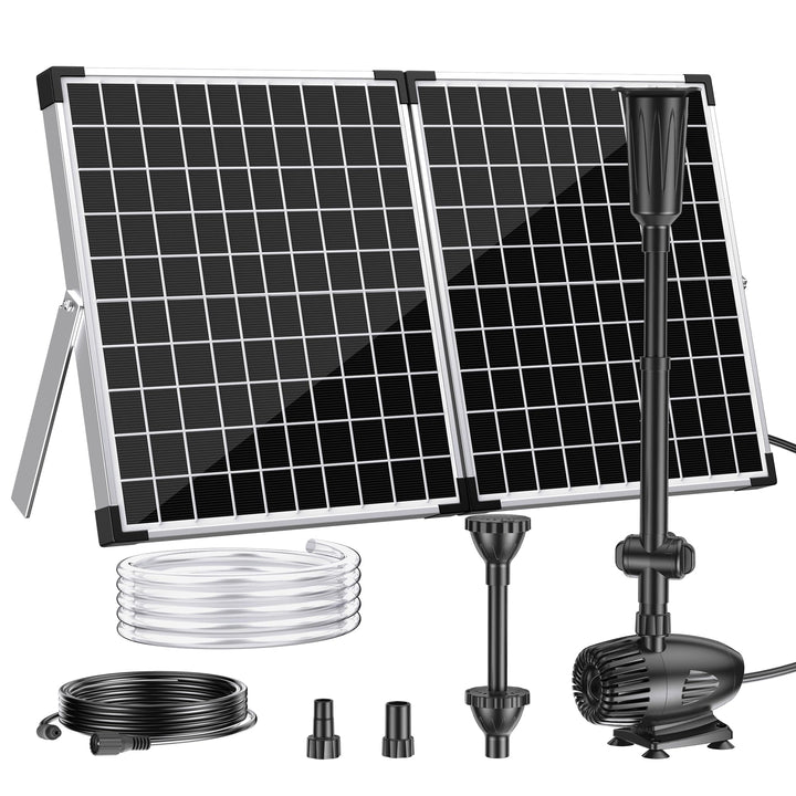Biling 50W Solarbrunnen für Draussen mit 3 Düsen, 2100L/H Solar Springbrunnen für Aussen Grosse Gart