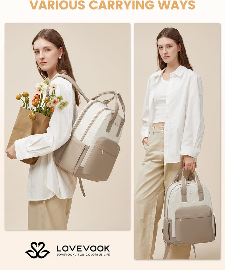 LOVEVOOK Rucksack Damen, 15,6 Zoll Laptop Schulrucksack Mädchen mit Laptopfach, Wasserdicht Tagesruc