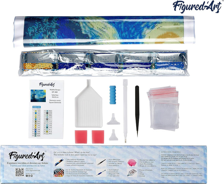 Figured'Art Diamond Painting Erwachsene 40x50cm Ganze Leinwand gerollt Frauengesicht abstrakt 5D Bil