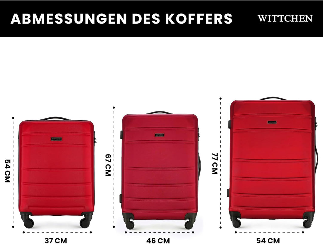 WITTCHEN Koffer-Set 3tlg. Trolley Koffer Reisekoffer aus ABS Hartschalen Kofferset Trolley 4 Rollen