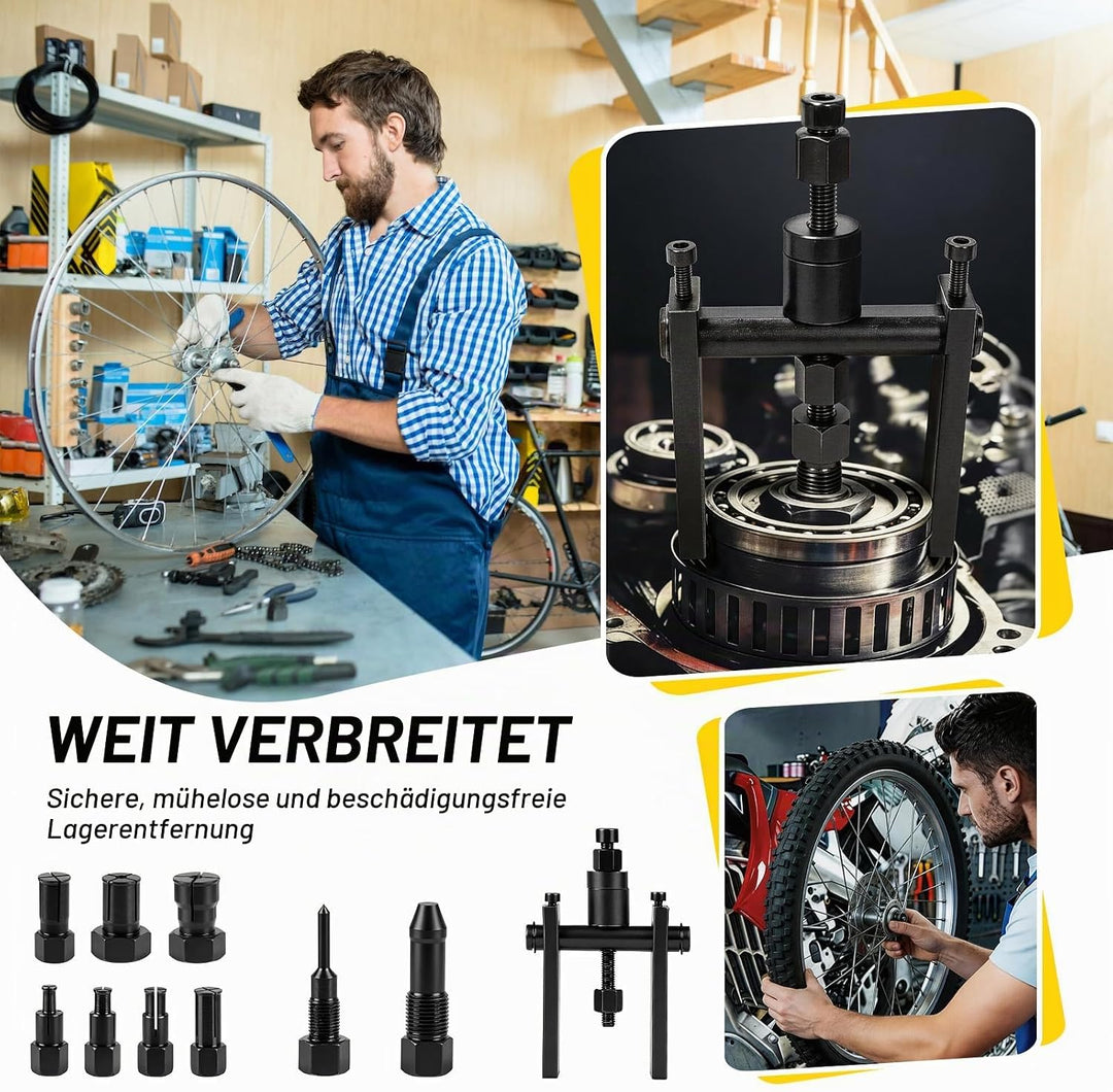 10 Tlg Innenlager Abzieher Set Upgrade Kugellagerabzieher Werkzeug, Motorrad-Lagerabzieher-Set mit 7