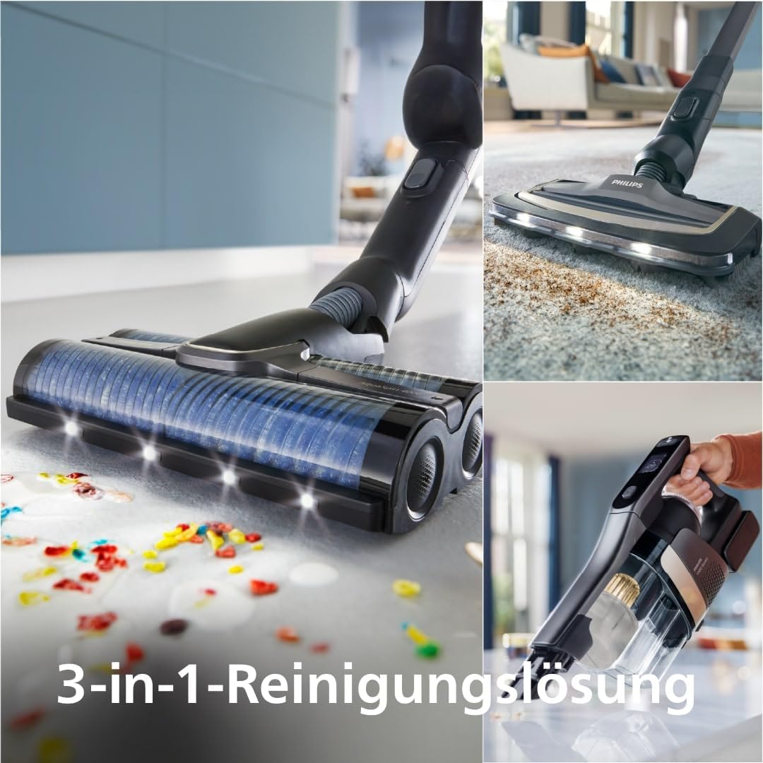 Philips AquaTrio 9000 Kabelloser Wasch- und Staubsauger – All-in-One Reiniger für Staub, Flecken, Fl