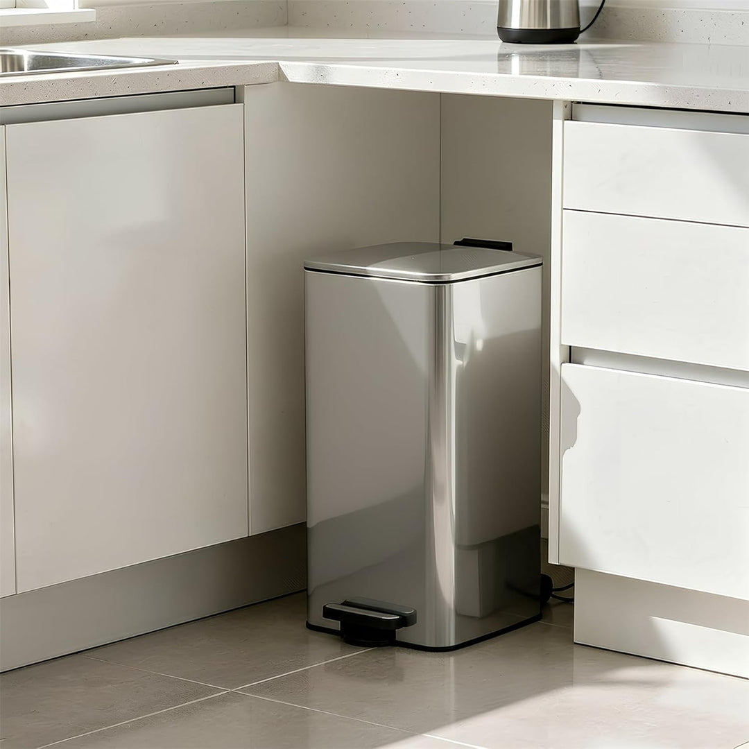 Harbour Housewares 30L Edelstahl Treteimer Chrome Square Küchenmülleimer | 30L Edelstahl Treteimer C