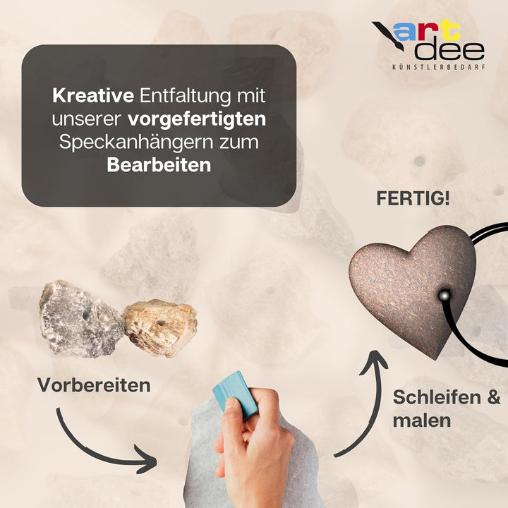 Speckstein Amulettsteine mit Loch und Lederband (12 Stück) – handgefertigte Schmuckanhänger aus Spec